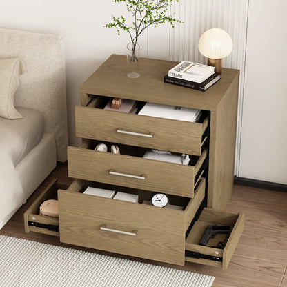 Table de chevet à 3 tiroirs avec compartiment caché