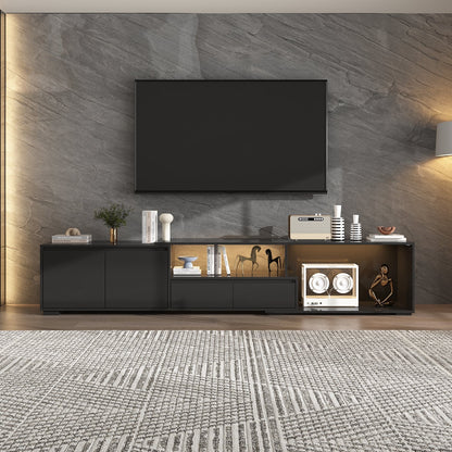 Meuble TV extensible moderne avec longueur réglable et éclairage LED – Console multimédia élégante pour le salon