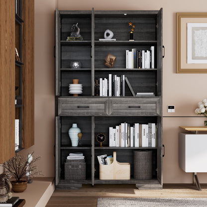 Meuble de rangement modulaire élégant : design épuré et combinaison de compartiments ouverts et fermés.