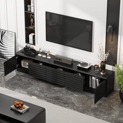 Meuble TV/console multimédia à 3 tiroirs et 2 placards, 78,5 po de largeur