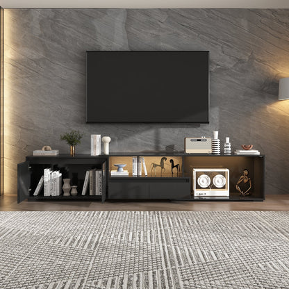 Meuble TV extensible moderne avec longueur réglable et éclairage LED – Console multimédia élégante pour le salon