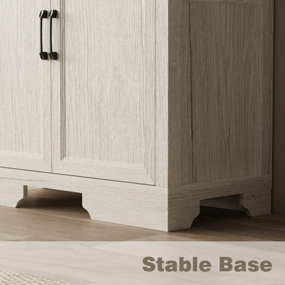 Meuble de rangement modulaire élégant : design épuré et combinaison de compartiments ouverts et fermés.