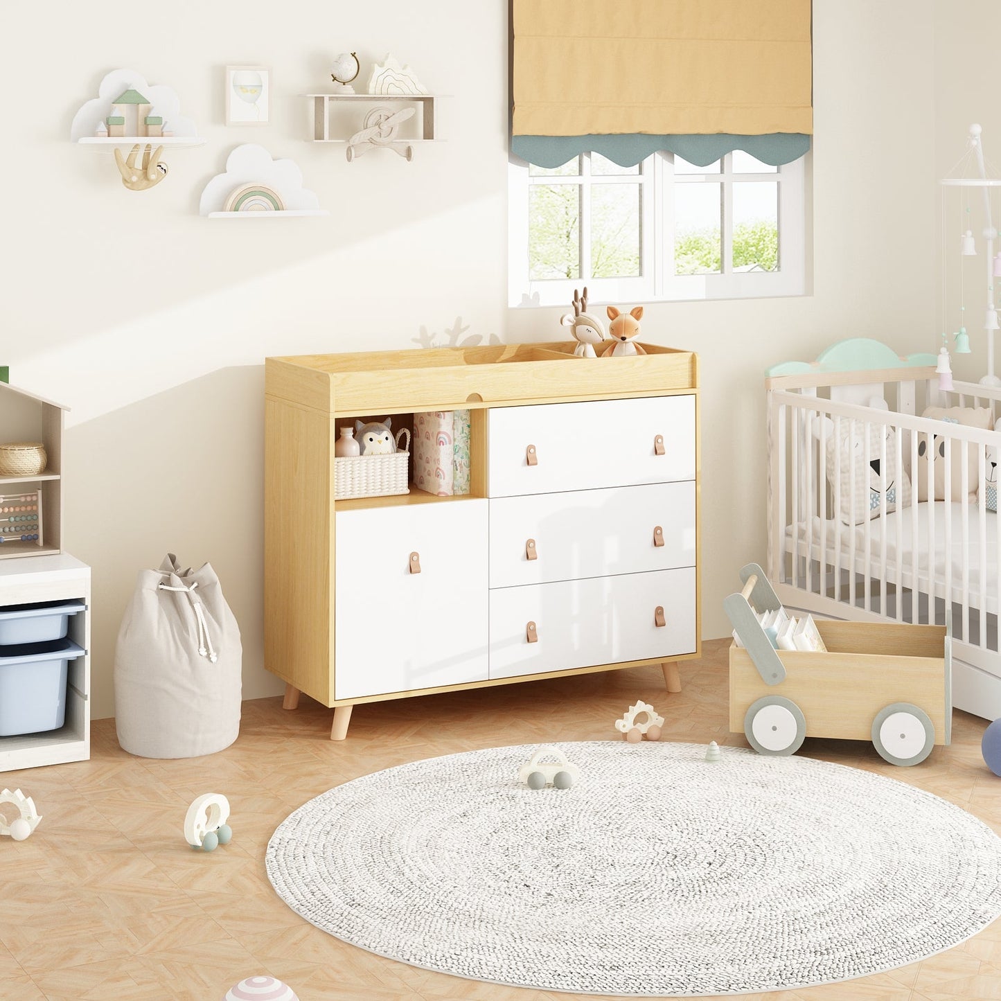 Table à langer pour bébé, commode à 4 tiroirs pour chambre d'enfant, table à langer
