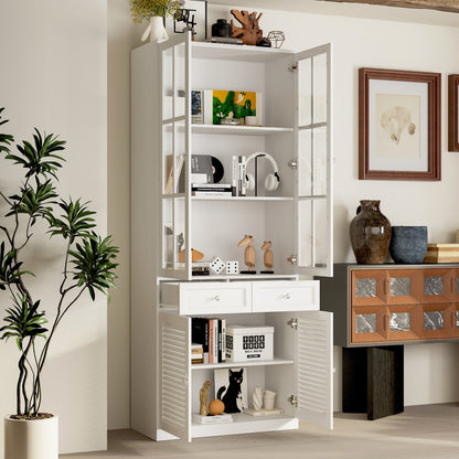 Bibliothèque avec portes vitrées et tiroirs, 78,7 po H x 31,5 po L