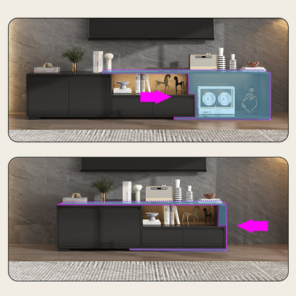 Meuble TV extensible moderne avec longueur réglable et éclairage LED – Console multimédia élégante pour le salon