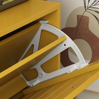 Meuble à chaussures de style campagnard avec 3 portes rabattables, organisateur de chaussures pour entrée/couloir