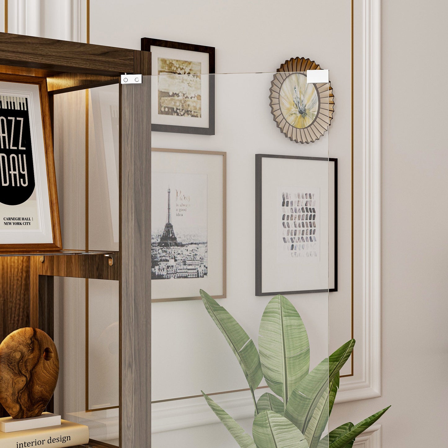 Vitrine de 63 cm de haut avec porte vitrée et éclairage