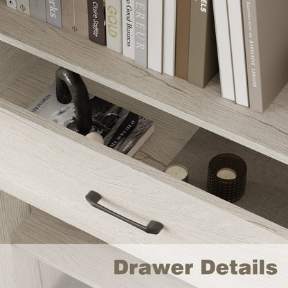 Meuble de rangement modulaire élégant : design épuré et combinaison de compartiments ouverts et fermés.