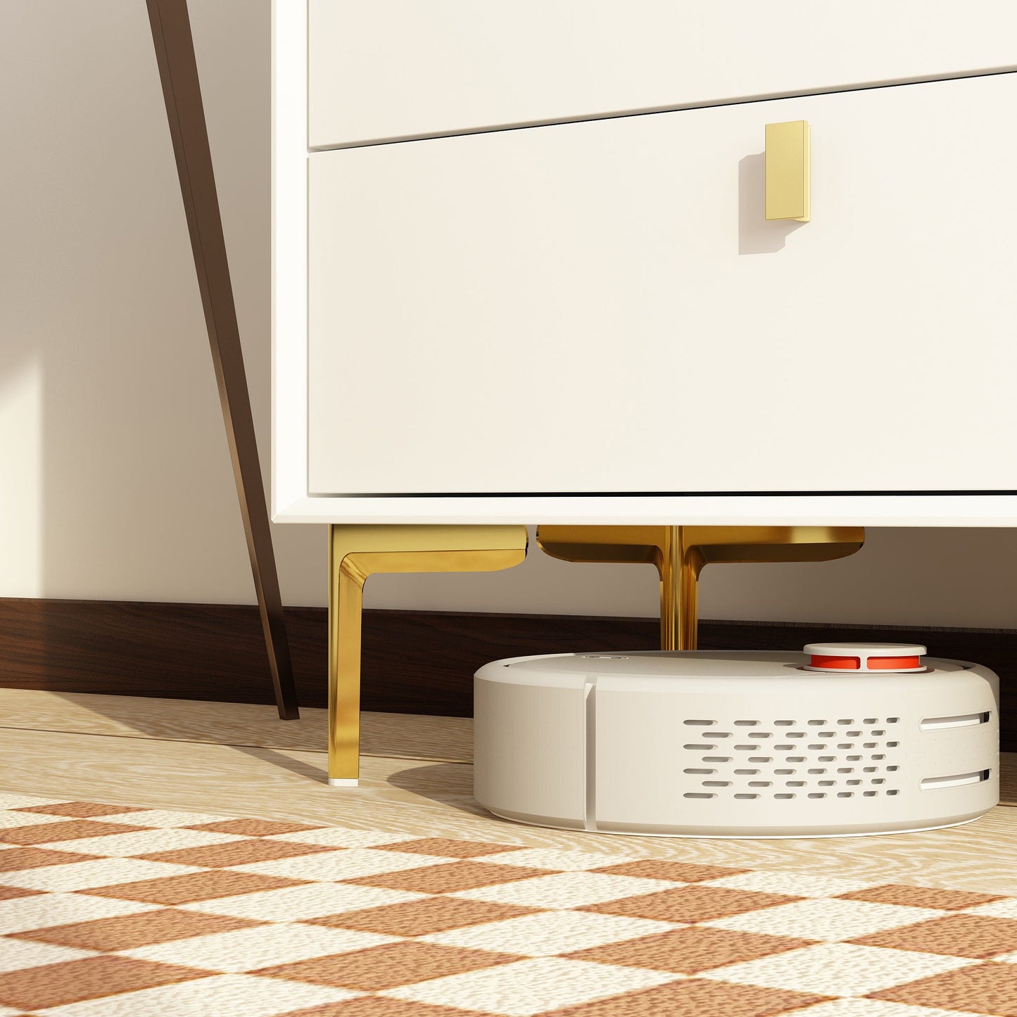 Buffet/commode à 6 tiroirs avec pieds en métal pour le rangement à domicile