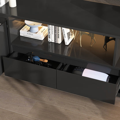 Meuble TV extensible moderne avec longueur réglable et éclairage LED – Console multimédia élégante pour le salon