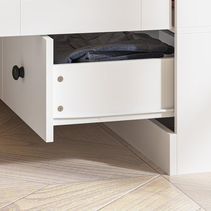 Grande armoire-penderie pour chambre à coucher, meuble de rangement à 4 portes et 5 tiroirs