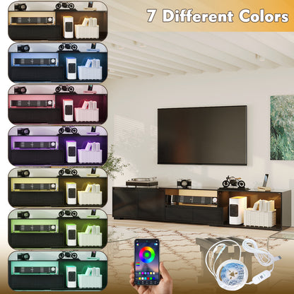 Meuble TV extensible moderne avec longueur réglable et éclairage LED – Console multimédia élégante pour le salon