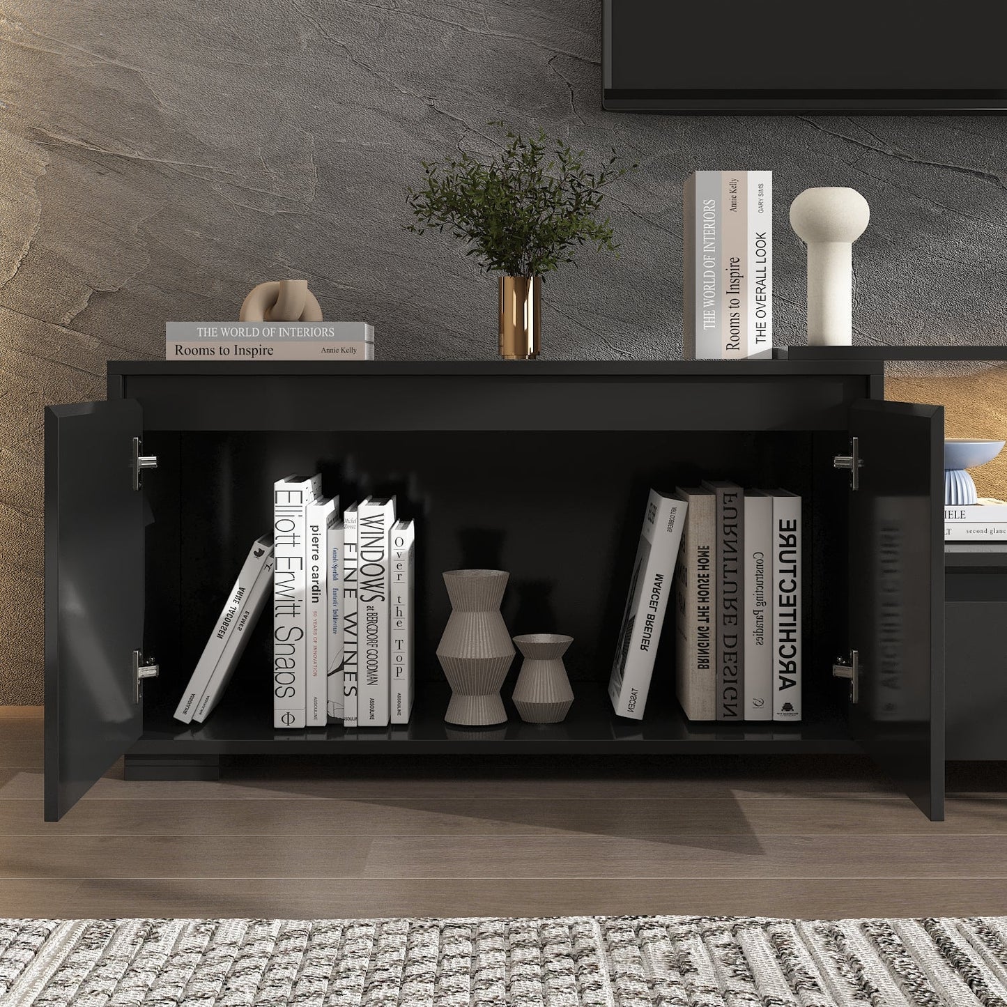 Meuble TV extensible moderne avec longueur réglable et éclairage LED – Console multimédia élégante pour le salon