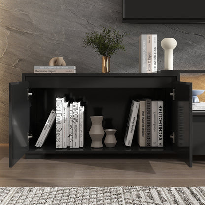 Meuble TV extensible moderne avec longueur réglable et éclairage LED – Console multimédia élégante pour le salon