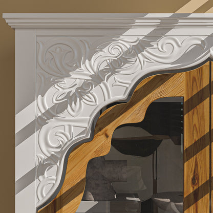 Bibliothèque de style Mid-Century avec tiroirs et portes vitrées