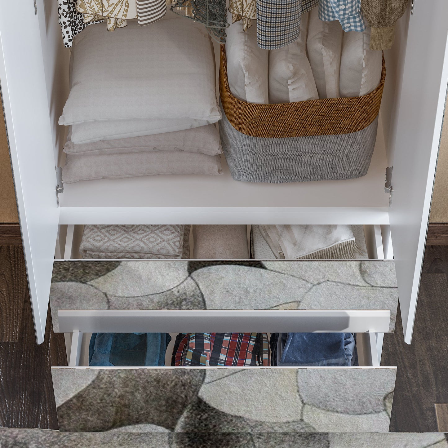 Armoire en bois massif et en panneaux de particules