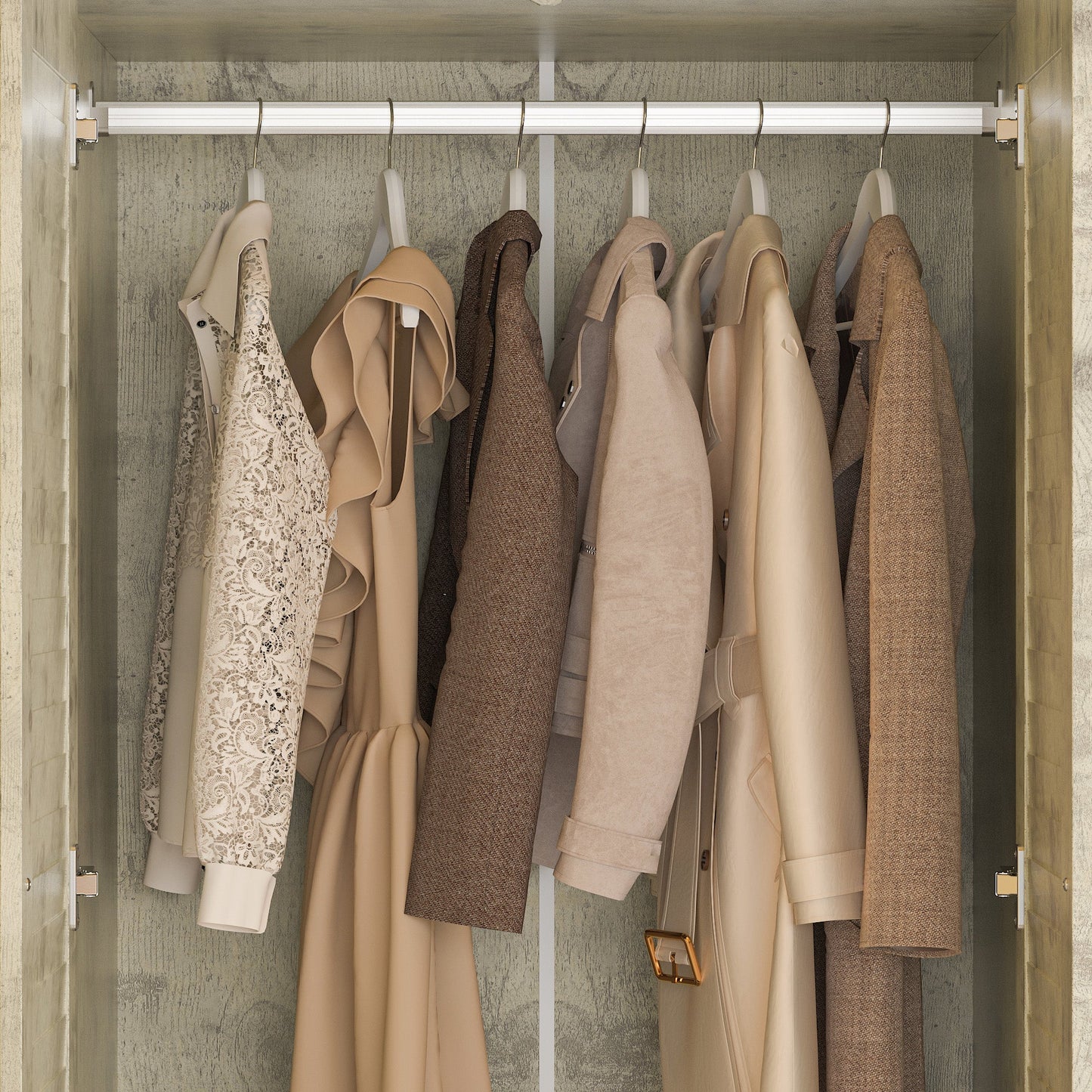 Grande armoire-penderie pour chambre à coucher, meuble de rangement à 4 portes et 5 tiroirs