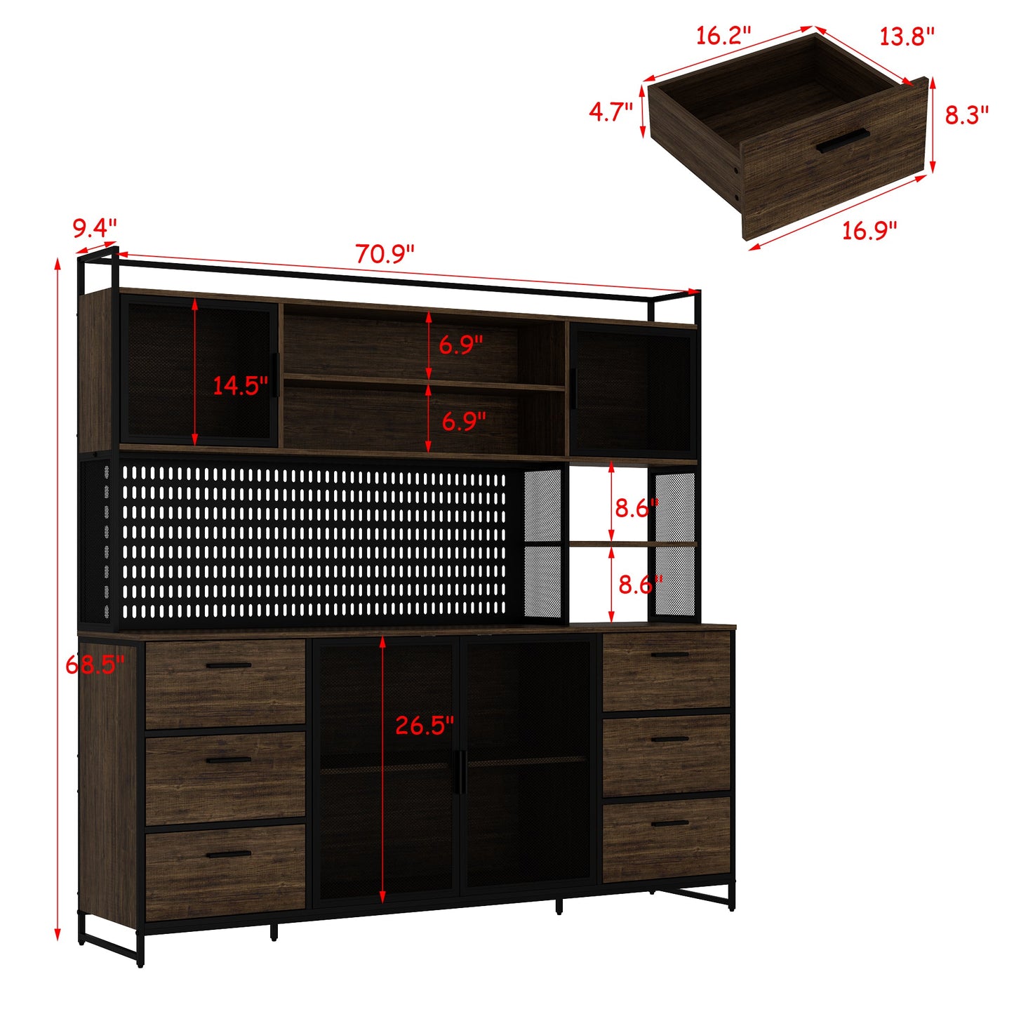 Garde-manger de cuisine de 68,5 pouces