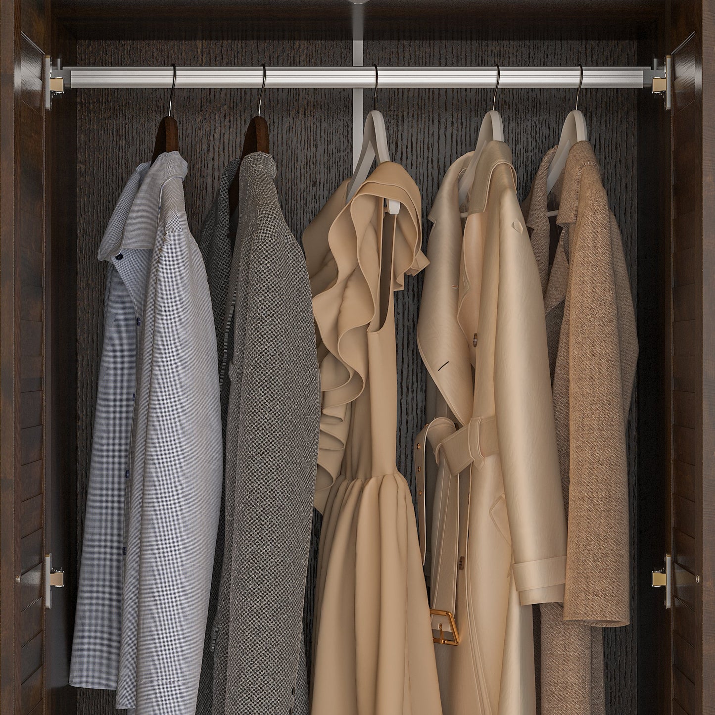 Grande armoire-penderie pour chambre à coucher, meuble de rangement à 4 portes et 5 tiroirs