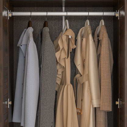 Grande armoire-penderie pour chambre à coucher, meuble de rangement à 4 portes et 5 tiroirs