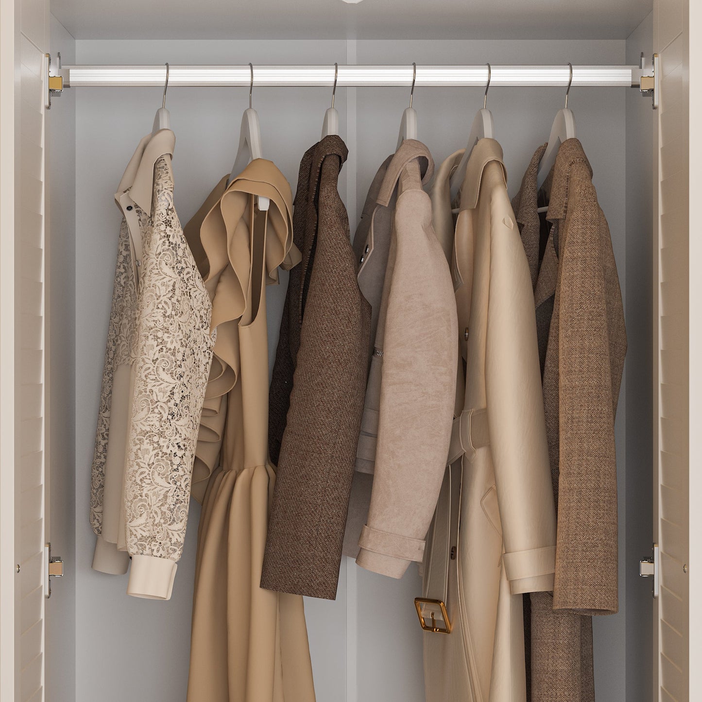 Grande armoire-penderie pour chambre à coucher, meuble de rangement à 4 portes et 5 tiroirs