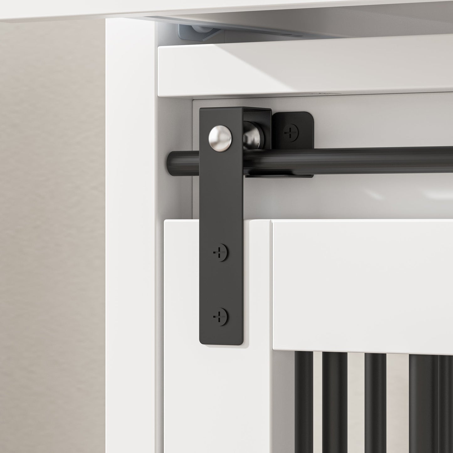 Cage pour chien à 6 tiroirs et 2 compartiments avec porte de style grange