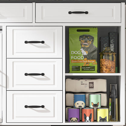 Cage pour chien à 6 tiroirs et 2 compartiments avec porte de style grange