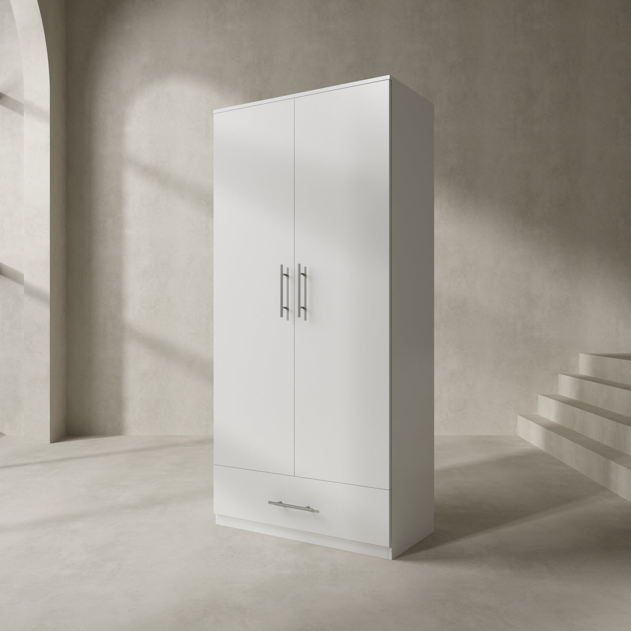 Armoire à 2 portes et 1 tiroir pour le rangement de la chambre