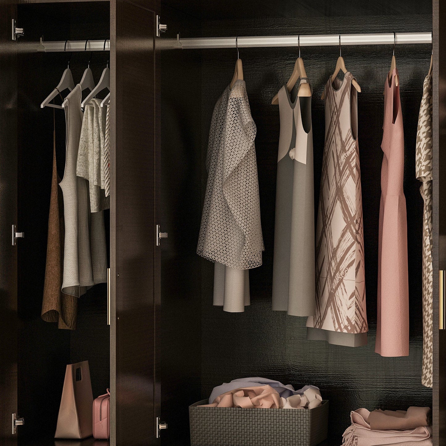 Armoire multifonctionnelle de grand rangement avec miroir