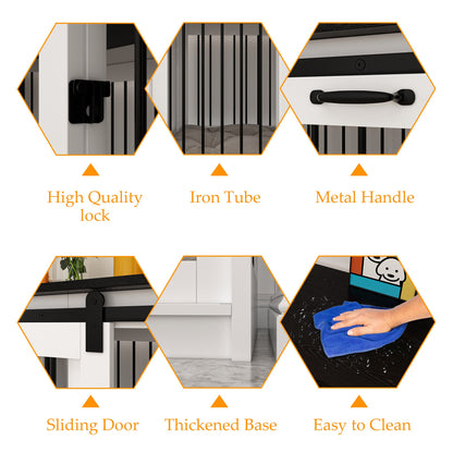 Cage pour chien à porte de grange avec verrou