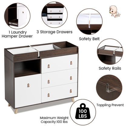 Table à langer pour bébé, commode à 4 tiroirs pour chambre d'enfant, table à langer