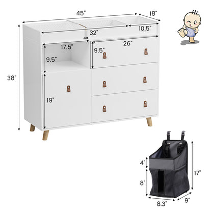 Table à langer pour bébé, commode à 4 tiroirs pour chambre d'enfant, table à langer
