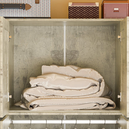 Grande armoire-penderie pour chambre à coucher, meuble de rangement à 4 portes et 5 tiroirs