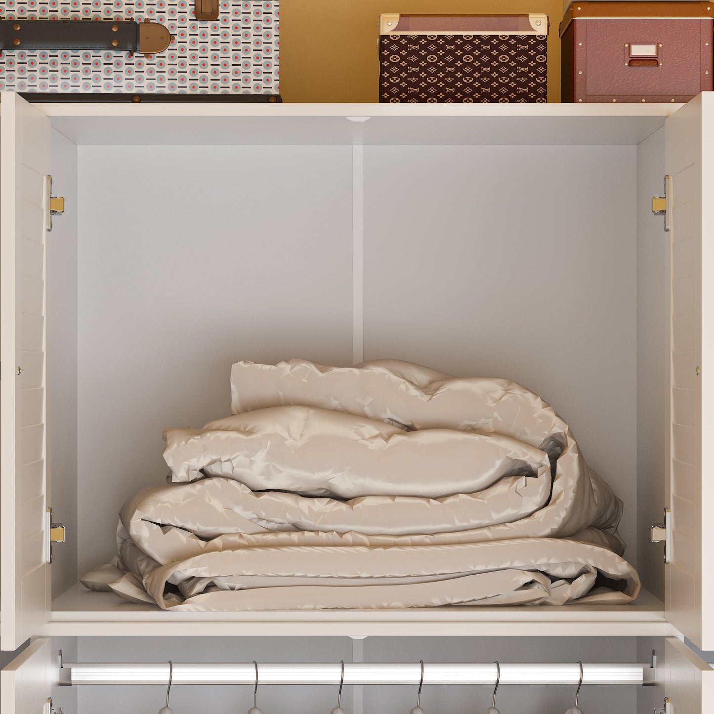 Grande armoire-penderie pour chambre à coucher, meuble de rangement à 4 portes et 5 tiroirs