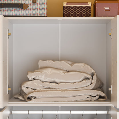 Grande armoire-penderie pour chambre à coucher, meuble de rangement à 4 portes et 5 tiroirs