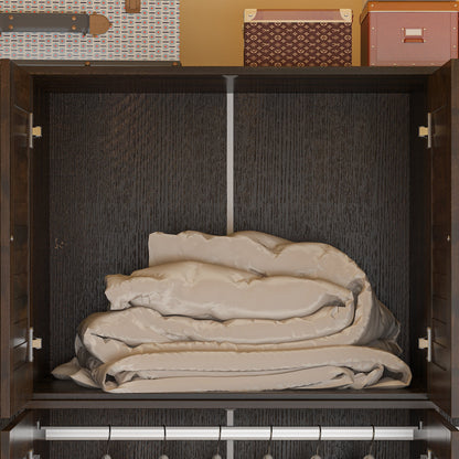 Grande armoire-penderie pour chambre à coucher, meuble de rangement à 4 portes et 5 tiroirs