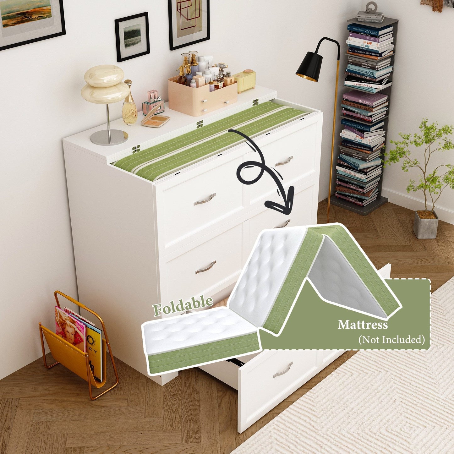 Lit escamotable pliable avec prises électriques