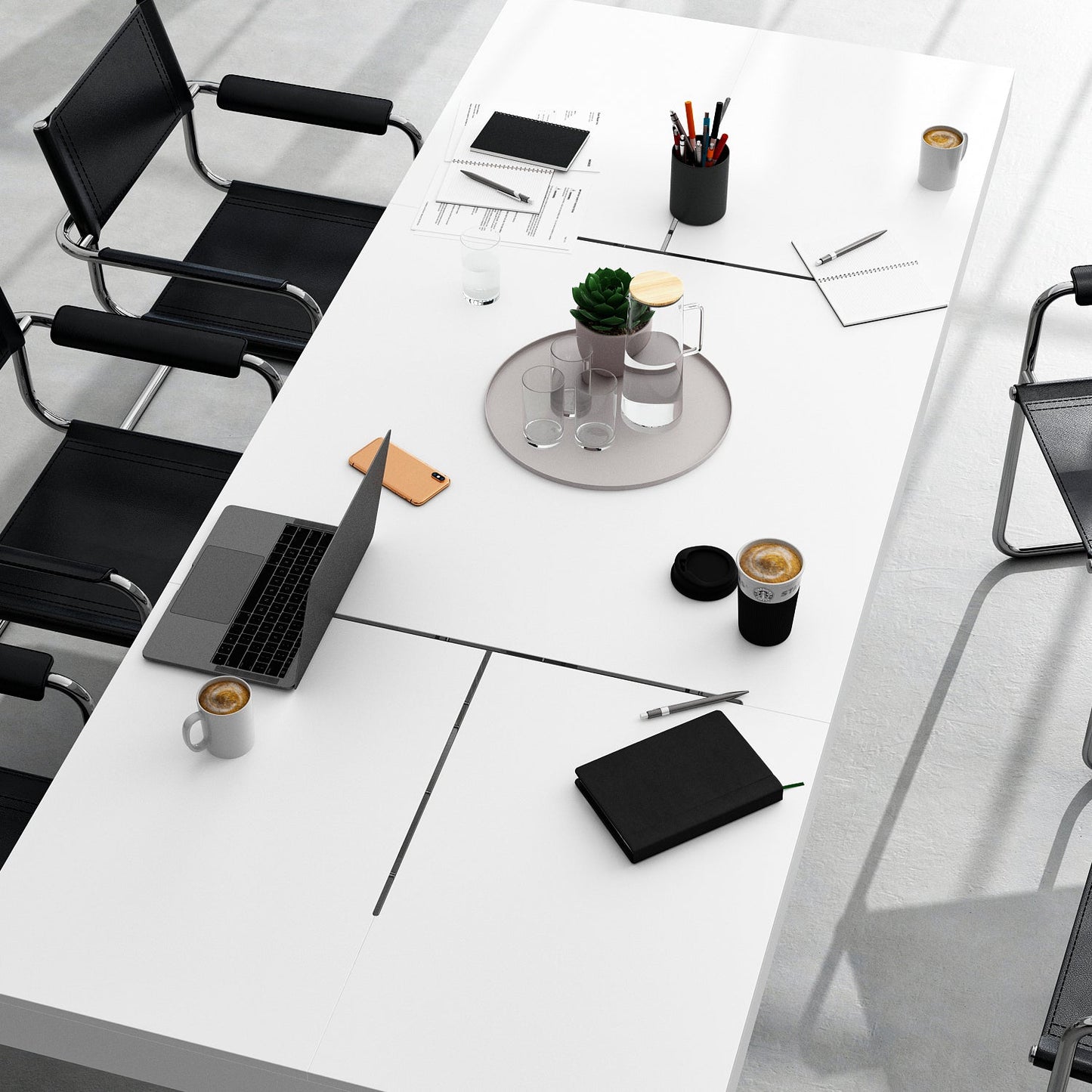 Bureau à piètement en verre