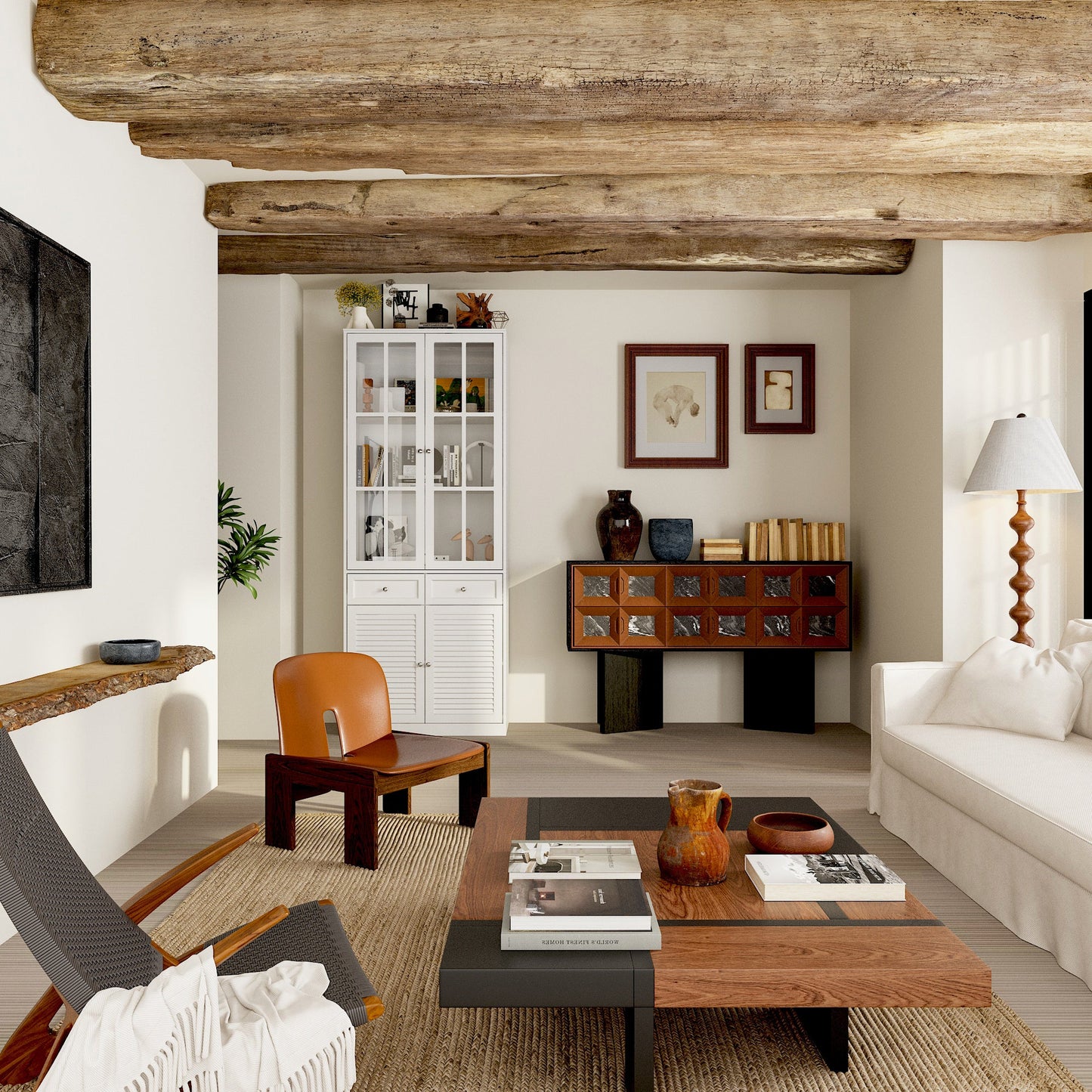 Bibliothèque avec portes vitrées et tiroirs, 78,7 po H x 31,5 po L