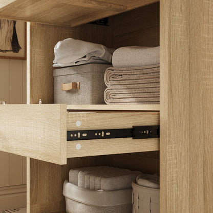 Armoire à linge de salle de bain élégante avec tiroirs dissimulés et étagères ouvertes