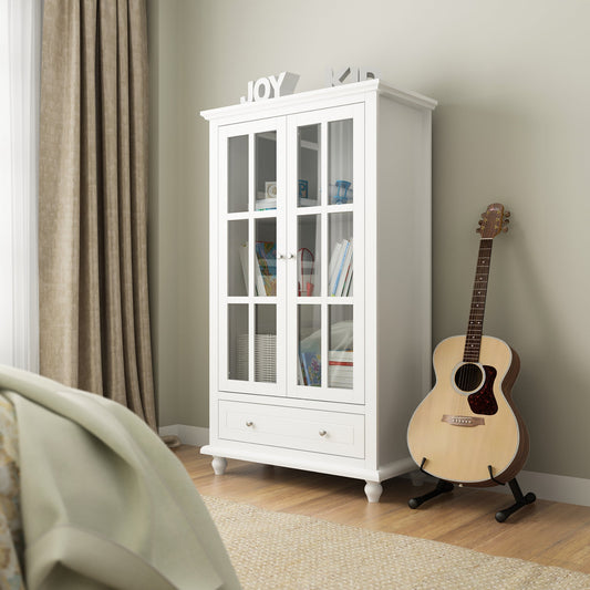 Buffet/meuble de rangement avec étagère à 3 niveaux et portes en acrylique