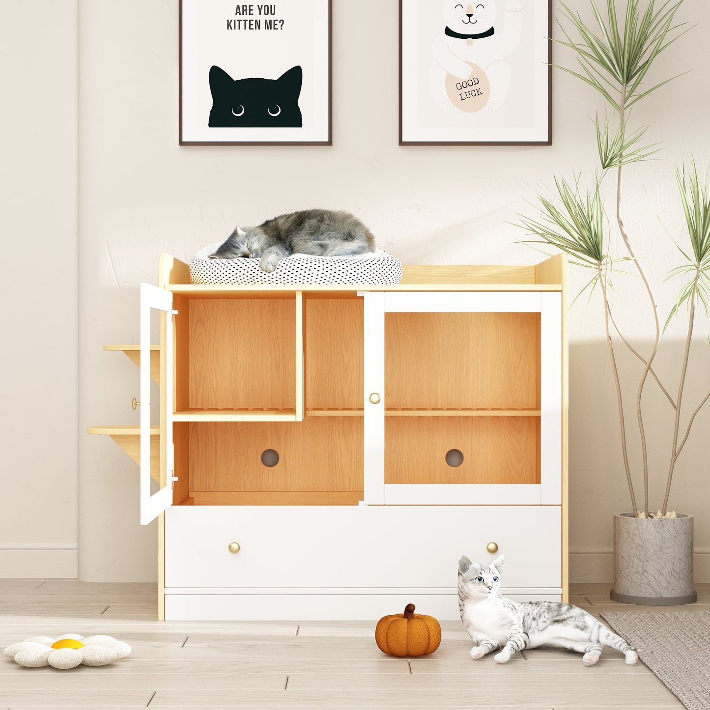 Enclos en bois pour bac à litière Enclos en bois pour bac à litière