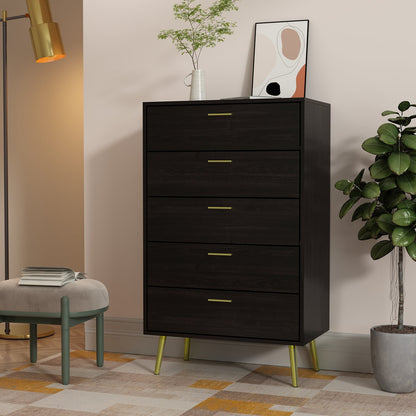 Commode contemporaine polyvalente avec 5 grands tiroirs de rangement 