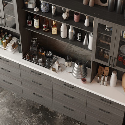 Buffet de cuisine de grande taille (94,5 po) avec garde-manger intégré