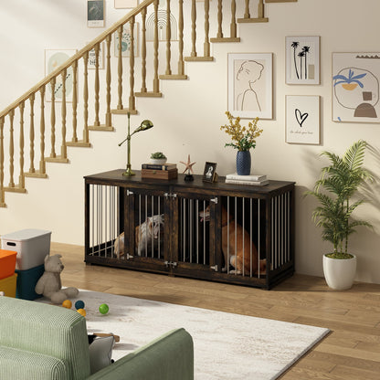 Cage pour animaux de compagnie à double porte de grande taille avec structure renforcée en acier