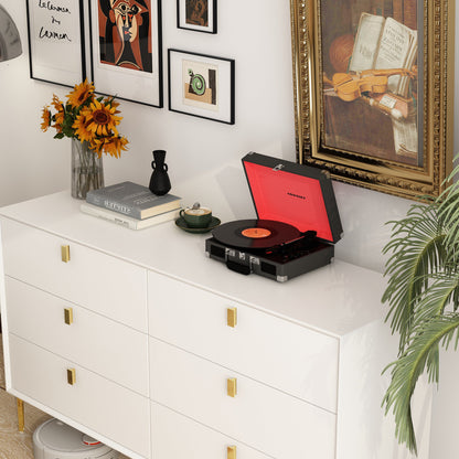 Buffet/commode à 6 tiroirs avec pieds en métal pour le rangement à domicile