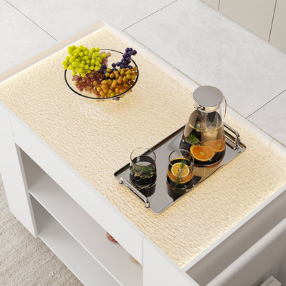 Îlot de cuisine de 47,8 cm de large avec plateau en verre et éclairage intégré