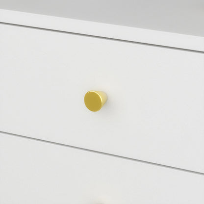 Table de chevet à 3 tiroirs avec pieds plaqués or pour petits espaces 