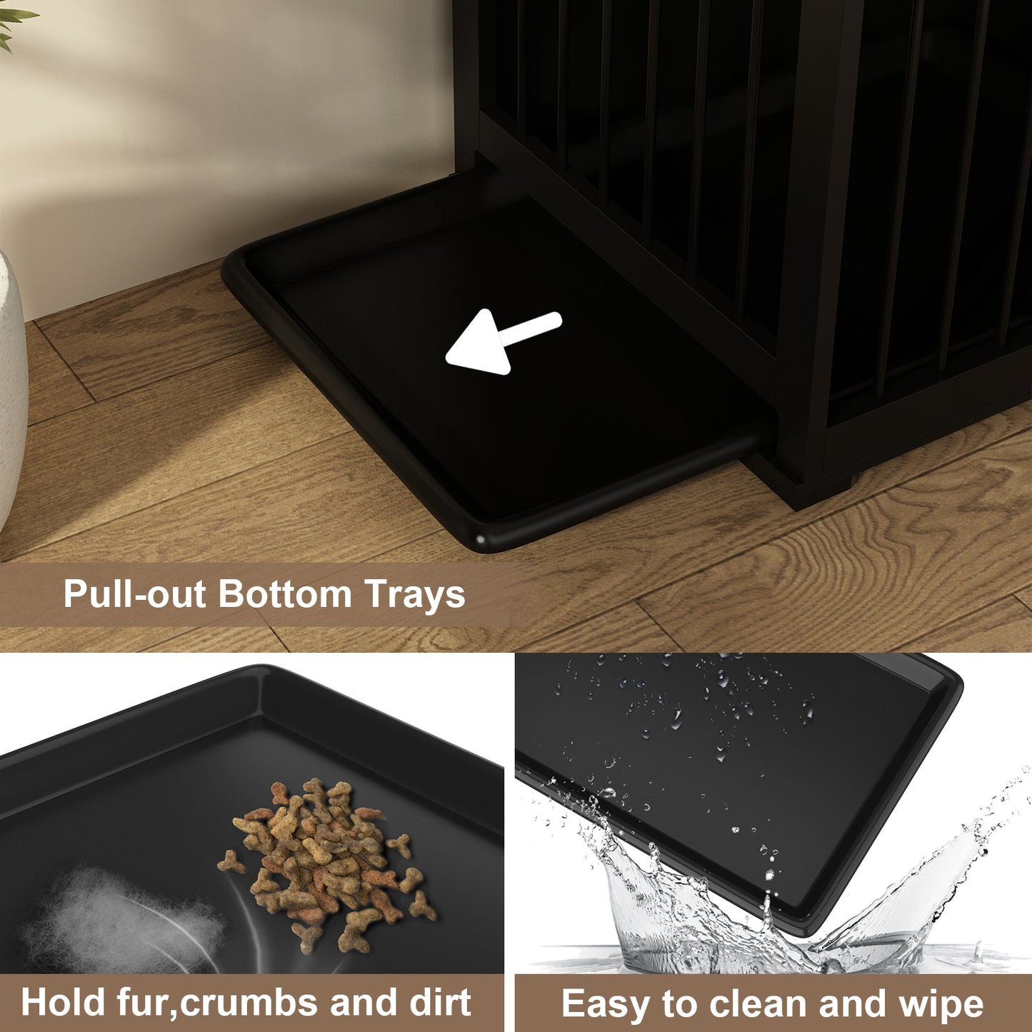 Cage pour animaux de compagnie à double porte de grande taille avec structure renforcée en acier