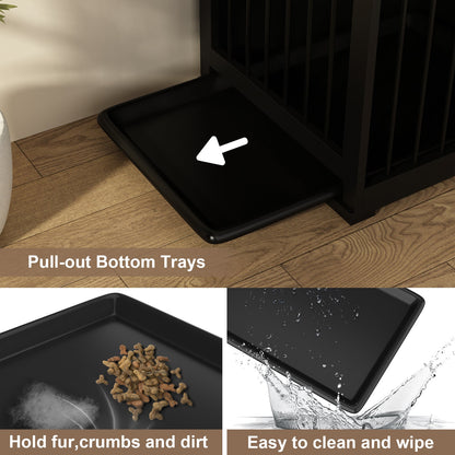 Cage pour animaux de compagnie à double porte de grande taille avec structure renforcée en acier